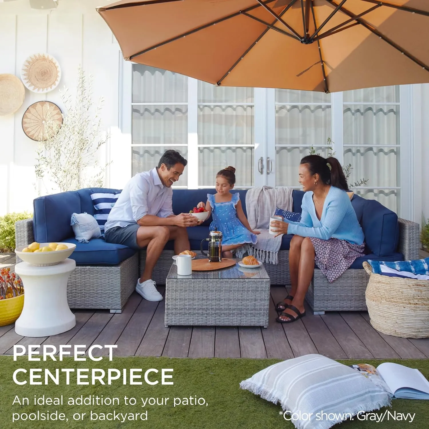 Best Choice Products 7-Piece Modular Outdoor Sectional Wicker Patio Conversation Set w/ 2 Pillows, Coffee Table, Cover Included - Black/Gray