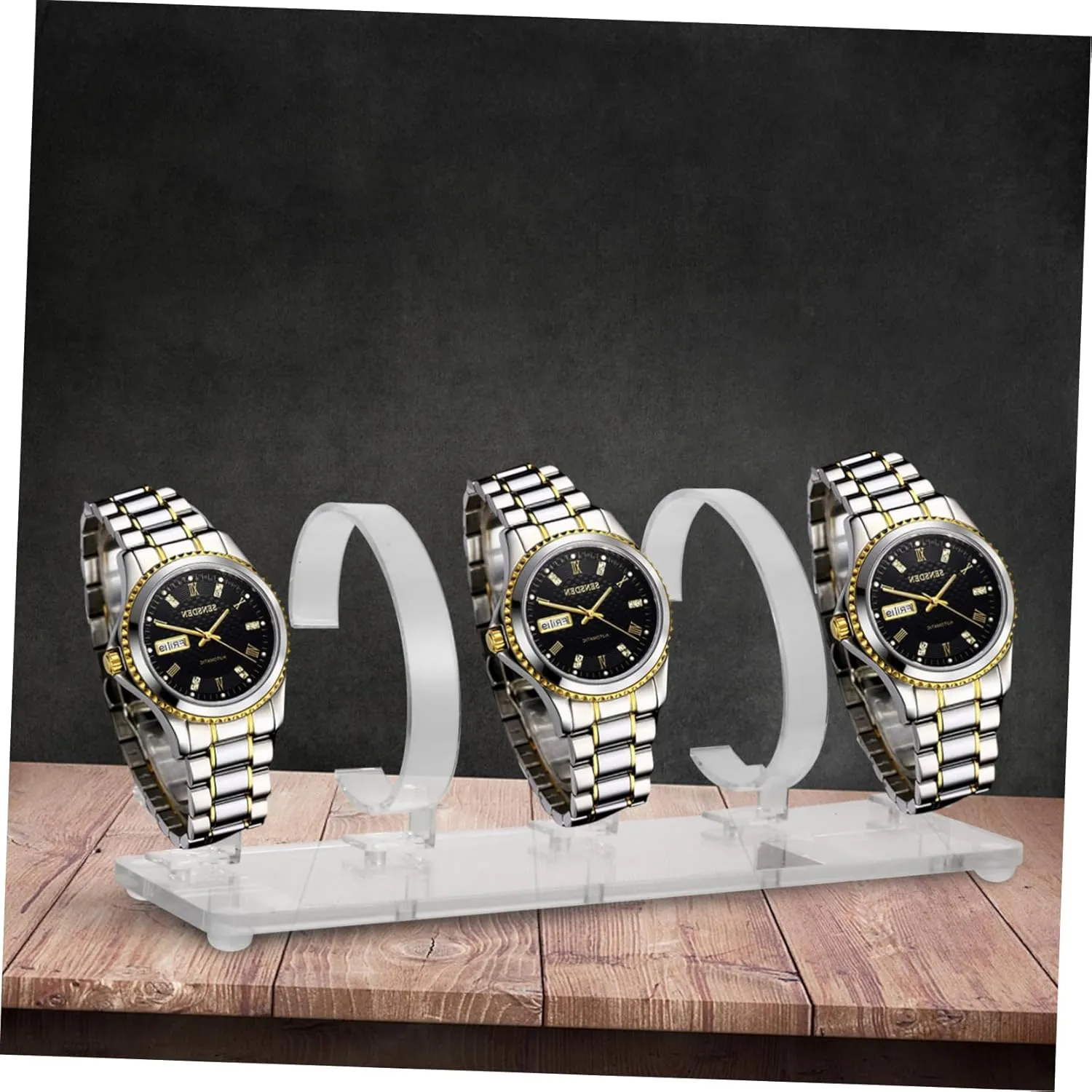 BESTYASH 2pcs Removable Transparent Acrylic Watch Display Stand Position Wristwatch Holder for Elegant Showcase and Jewelry Display -resistant Base for Stability