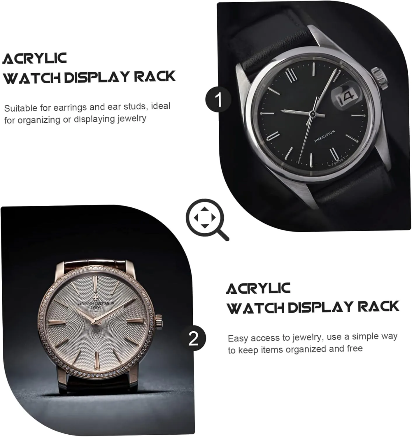 BESTYASH 2pcs Removable Transparent Acrylic Watch Display Stand Position Wristwatch Holder for Elegant Showcase and Jewelry Display -resistant Base for Stability