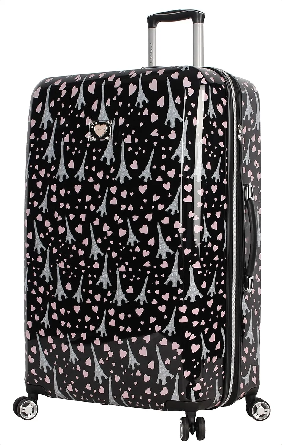 Betsey Johnson 30 Inch Checked Luggage Collection - Expandable Scratch Resistant (ABS   PC) Hardside Suitcase - Designer Lightweight Bag with 8-Rolling Spinner Wheels