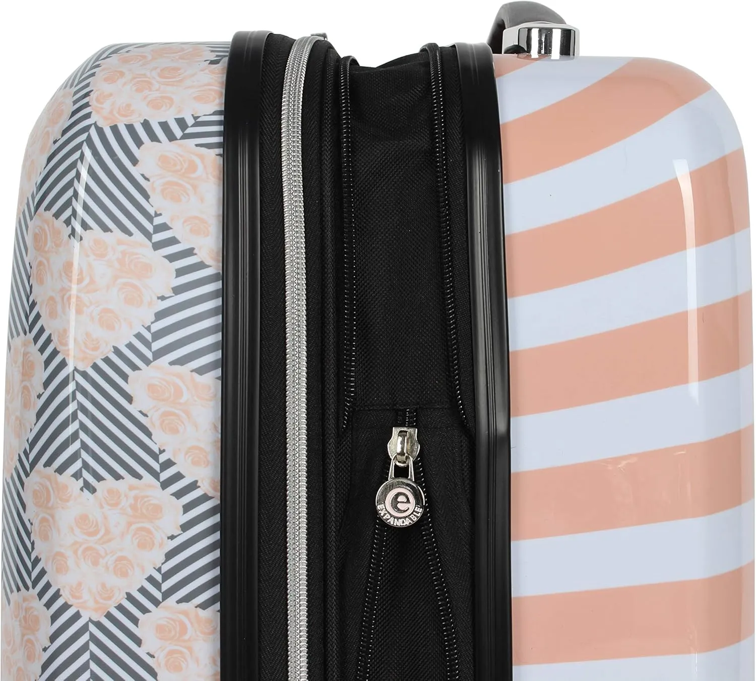 Betsey Johnson 30 Inch Checked Luggage Collection - Expandable Scratch Resistant (ABS   PC) Hardside Suitcase - Designer Lightweight Bag with 8-Rolling Spinner Wheels