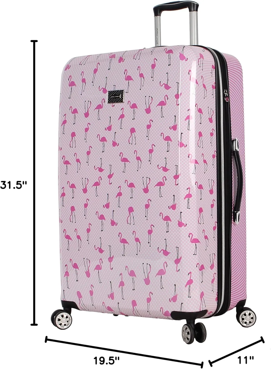 Betsey Johnson 30 Inch Checked Luggage Collection - Expandable Scratch Resistant (ABS   PC) Hardside Suitcase - Designer Lightweight Bag with 8-Rolling Spinner Wheels