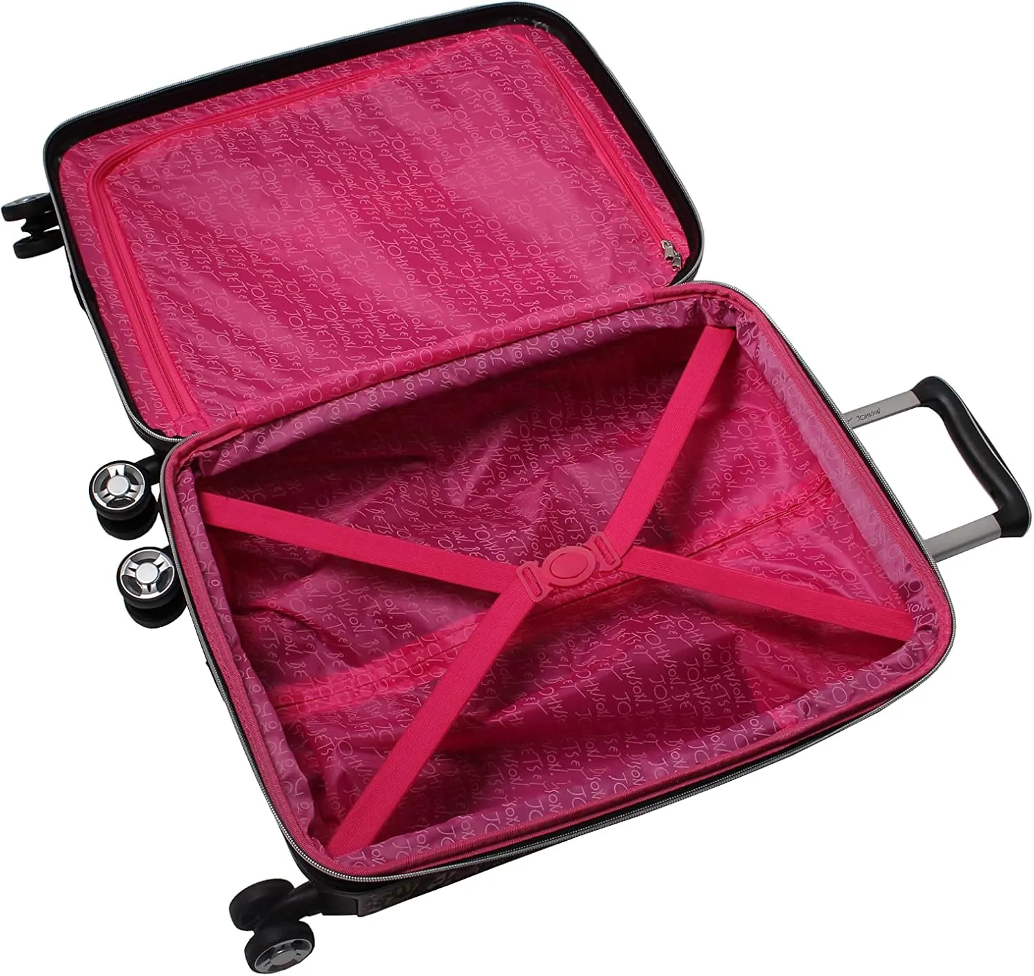 Betsey Johnson 30 Inch Checked Luggage Collection - Expandable Scratch Resistant (ABS   PC) Hardside Suitcase - Designer Lightweight Bag with 8-Rolling Spinner Wheels