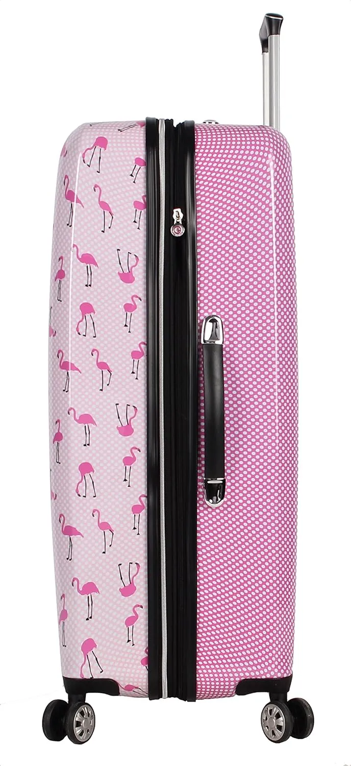 Betsey Johnson 30 Inch Checked Luggage Collection - Expandable Scratch Resistant (ABS   PC) Hardside Suitcase - Designer Lightweight Bag with 8-Rolling Spinner Wheels