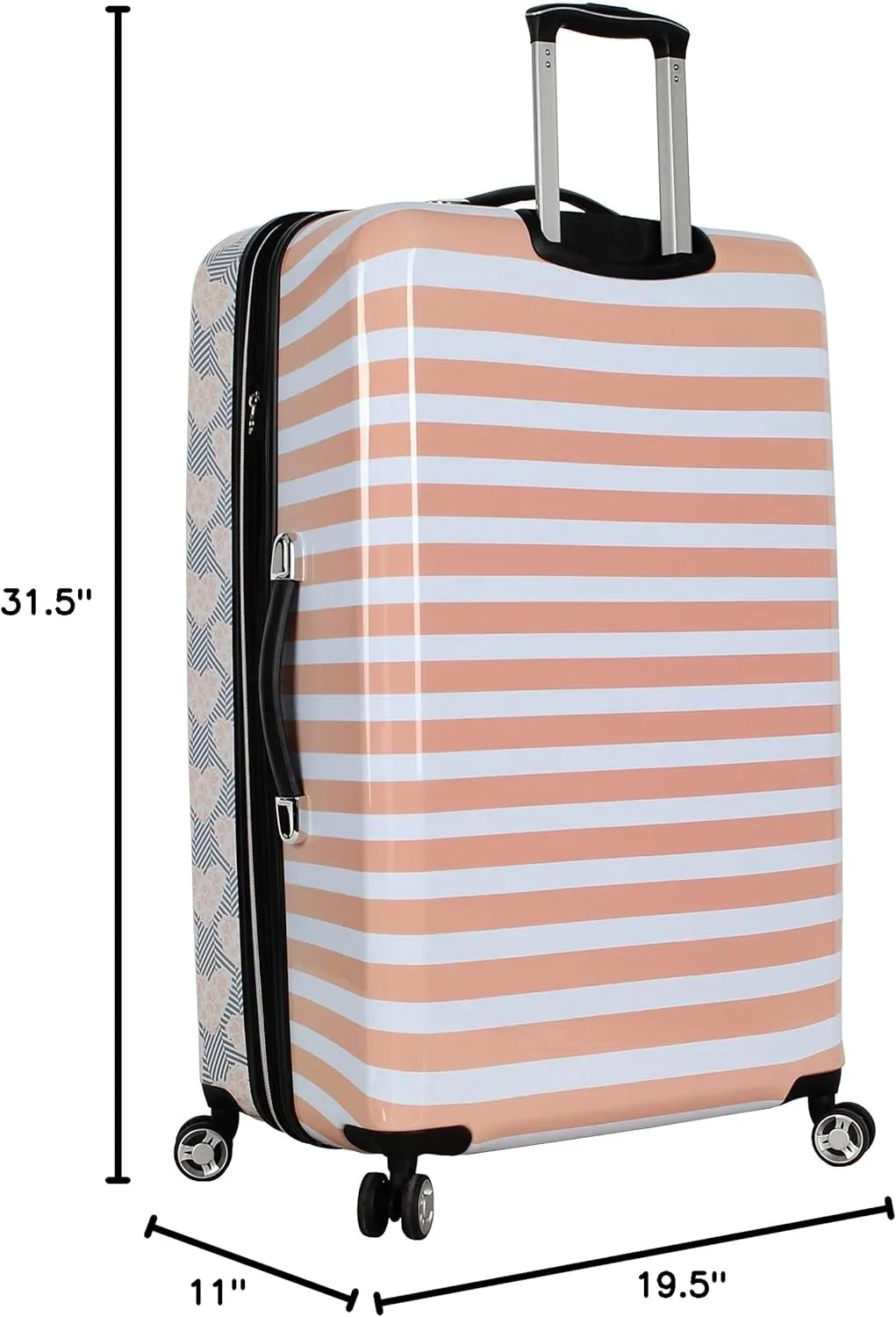 Betsey Johnson 30 Inch Checked Luggage Collection - Expandable Scratch Resistant (ABS   PC) Hardside Suitcase - Designer Lightweight Bag with 8-Rolling Spinner Wheels