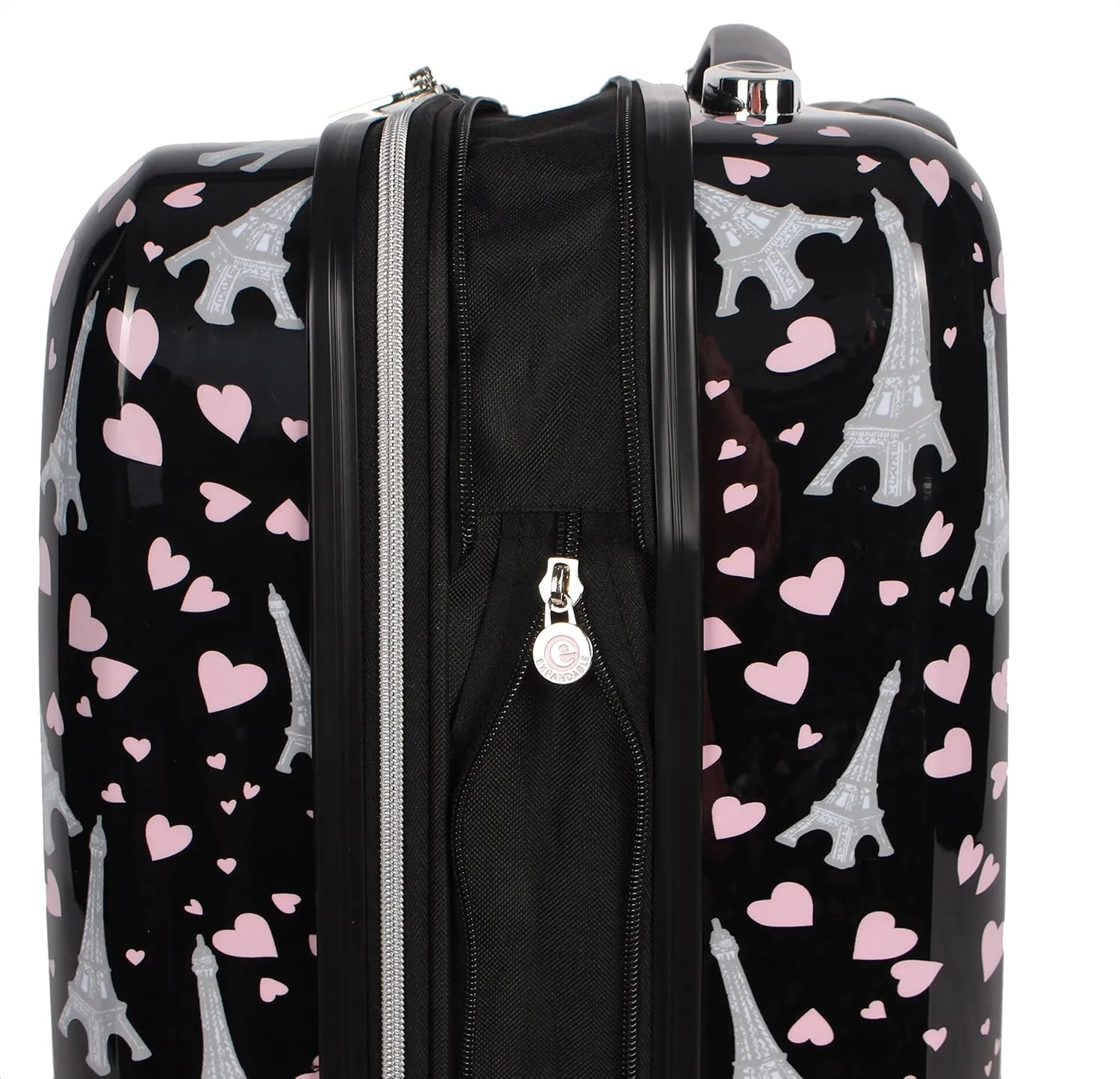 Betsey Johnson 30 Inch Checked Luggage Collection - Expandable Scratch Resistant (ABS   PC) Hardside Suitcase - Designer Lightweight Bag with 8-Rolling Spinner Wheels