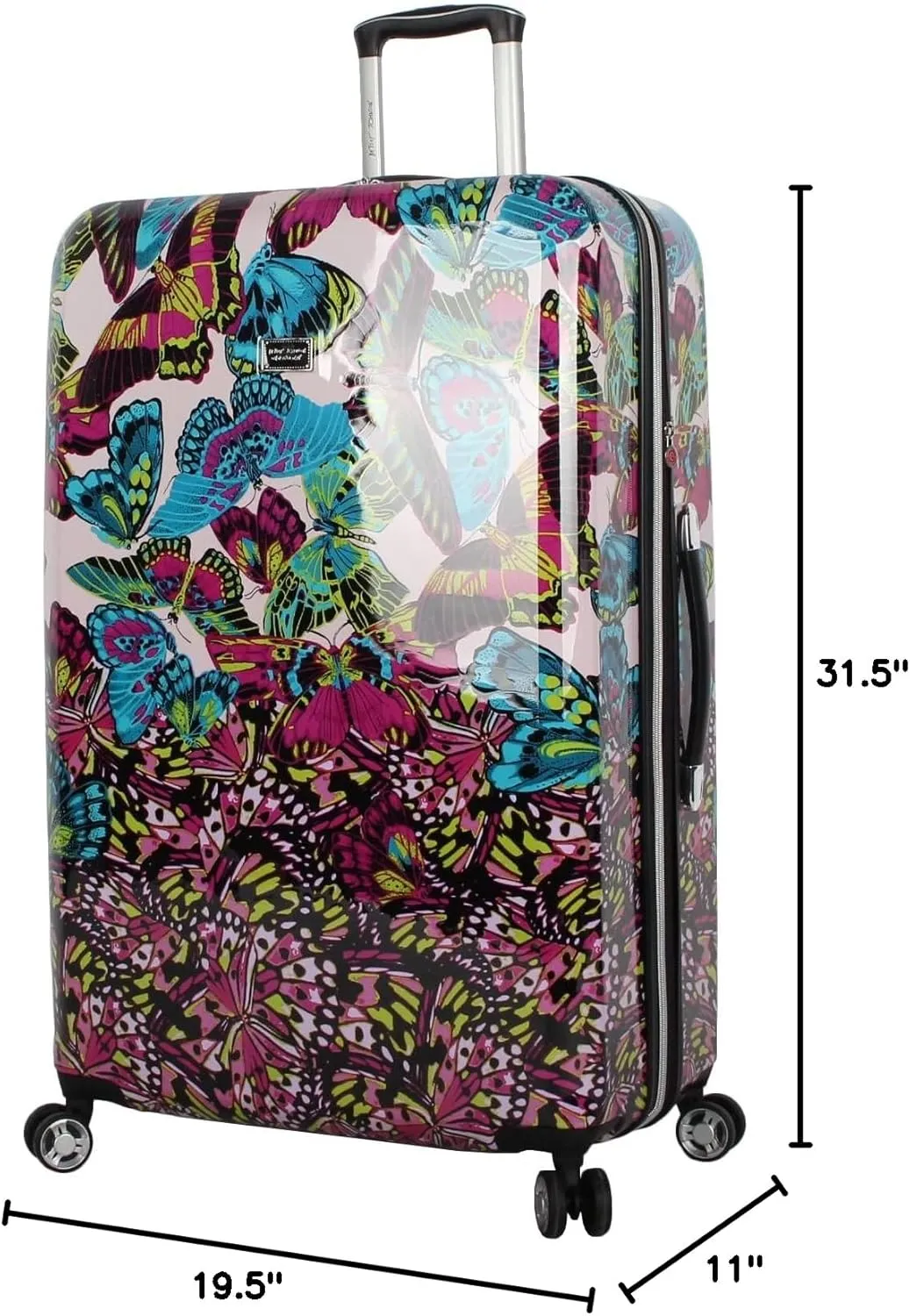 Betsey Johnson 30 Inch Checked Luggage Collection - Expandable Scratch Resistant (ABS   PC) Hardside Suitcase - Designer Lightweight Bag with 8-Rolling Spinner Wheels