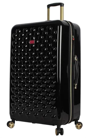 Betsey Johnson 30 Inch Checked Luggage Collection - Expandable Scratch Resistant (ABS   PC) Hardside Suitcase - Designer Lightweight Bag with 8-Rolling Spinner Wheels