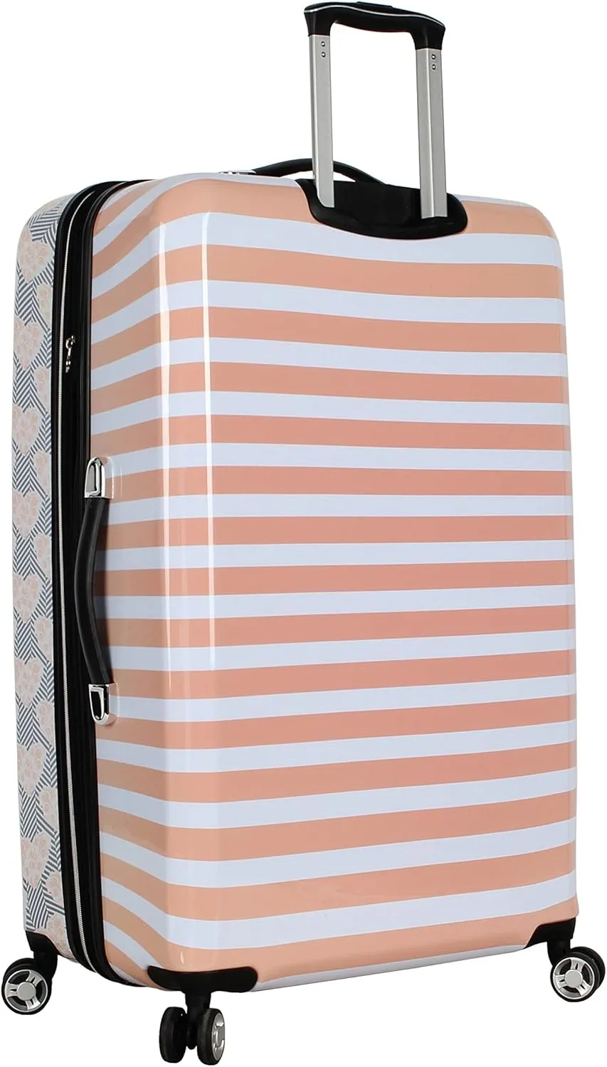 Betsey Johnson 30 Inch Checked Luggage Collection - Expandable Scratch Resistant (ABS   PC) Hardside Suitcase - Designer Lightweight Bag with 8-Rolling Spinner Wheels
