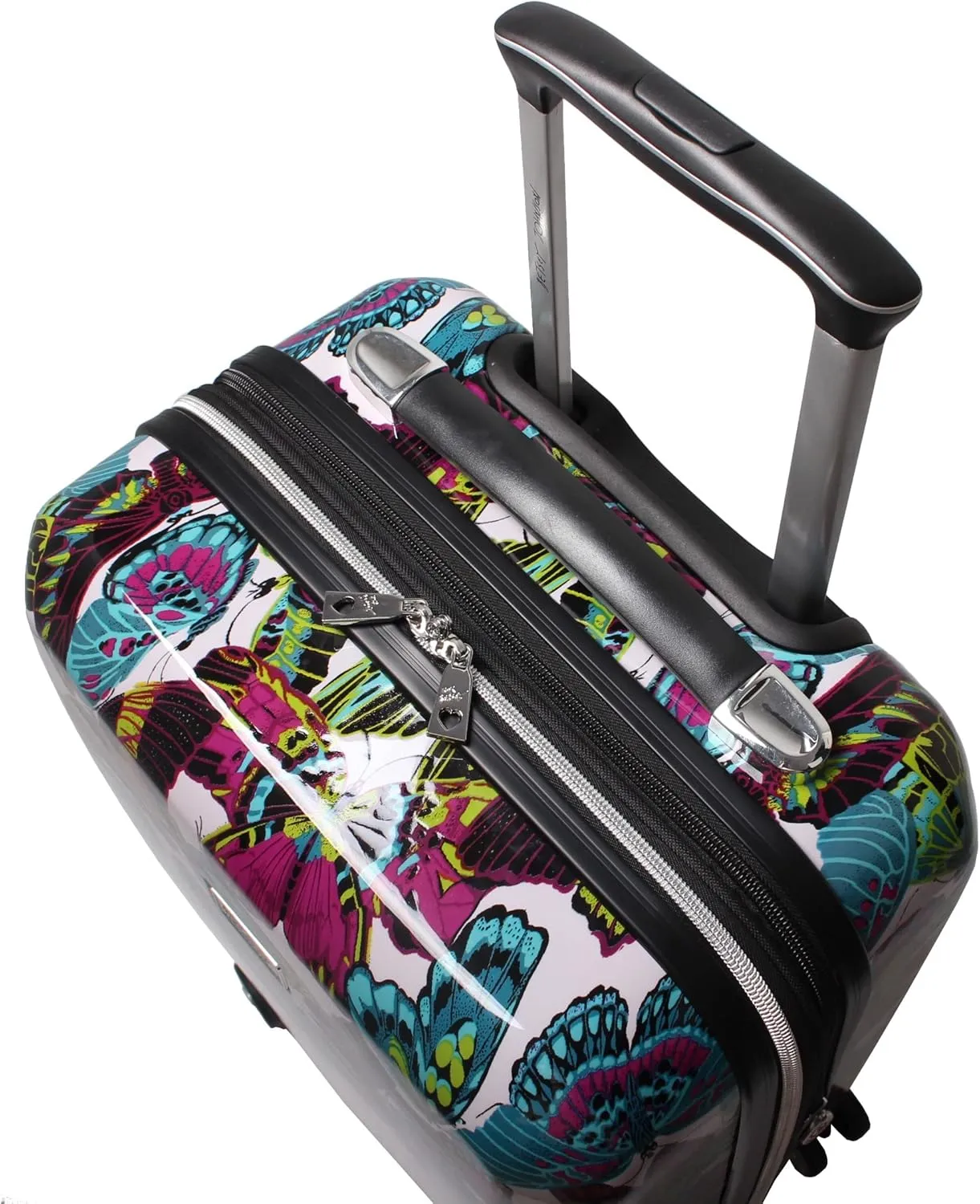 Betsey Johnson 30 Inch Checked Luggage Collection - Expandable Scratch Resistant (ABS   PC) Hardside Suitcase - Designer Lightweight Bag with 8-Rolling Spinner Wheels