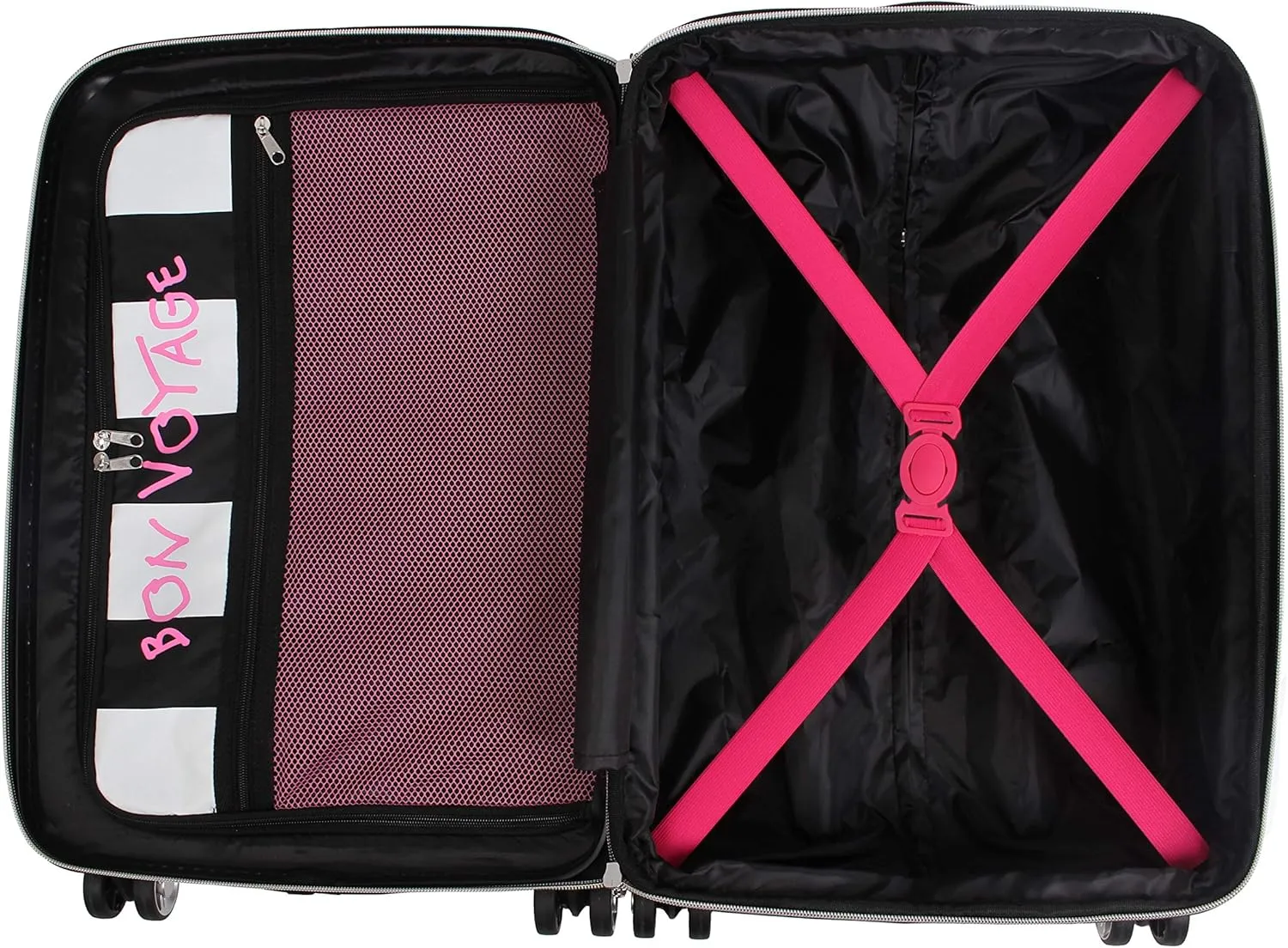 Betsey Johnson 30 Inch Checked Luggage Collection - Expandable Scratch Resistant (ABS   PC) Hardside Suitcase - Designer Lightweight Bag with 8-Rolling Spinner Wheels