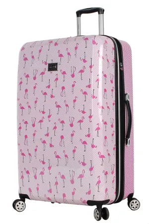 Betsey Johnson 30 Inch Checked Luggage Collection - Expandable Scratch Resistant (ABS   PC) Hardside Suitcase - Designer Lightweight Bag with 8-Rolling Spinner Wheels