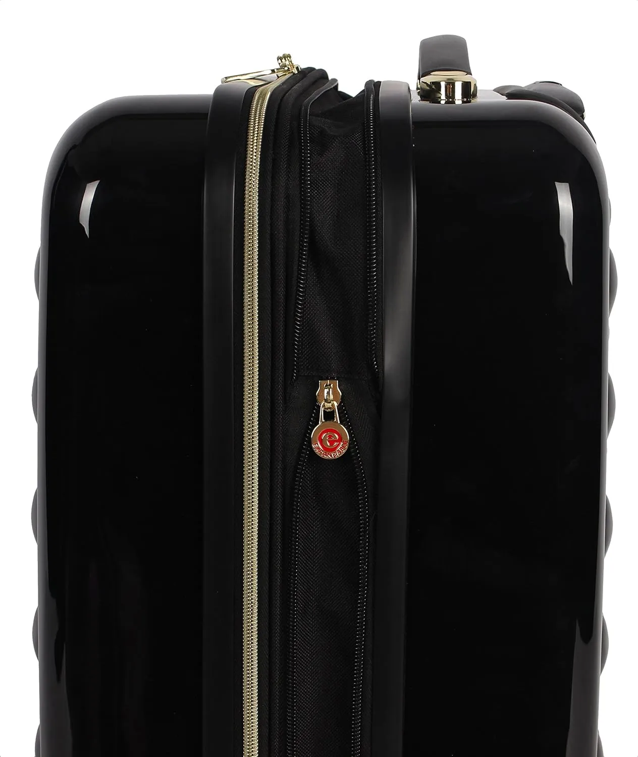 Betsey Johnson 30 Inch Checked Luggage Collection - Expandable Scratch Resistant (ABS   PC) Hardside Suitcase - Designer Lightweight Bag with 8-Rolling Spinner Wheels