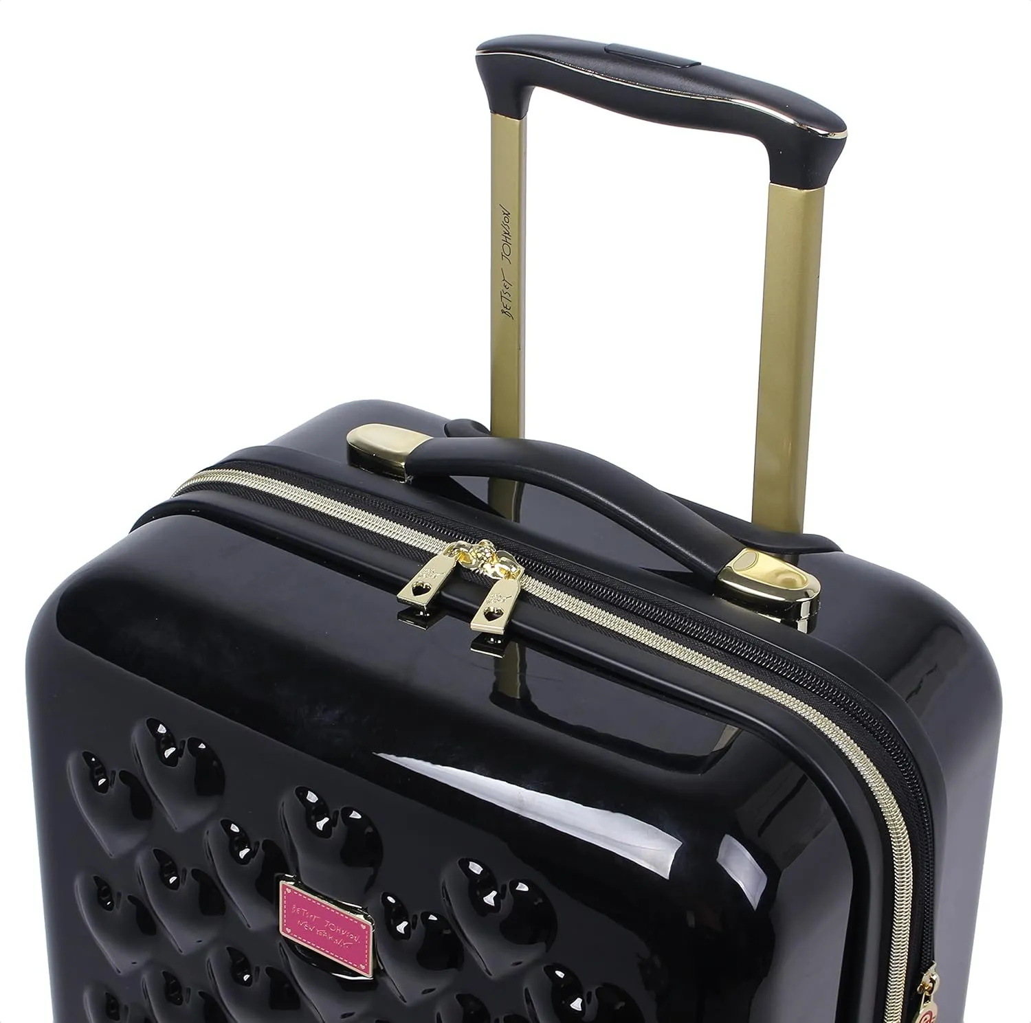 Betsey Johnson 30 Inch Checked Luggage Collection - Expandable Scratch Resistant (ABS   PC) Hardside Suitcase - Designer Lightweight Bag with 8-Rolling Spinner Wheels