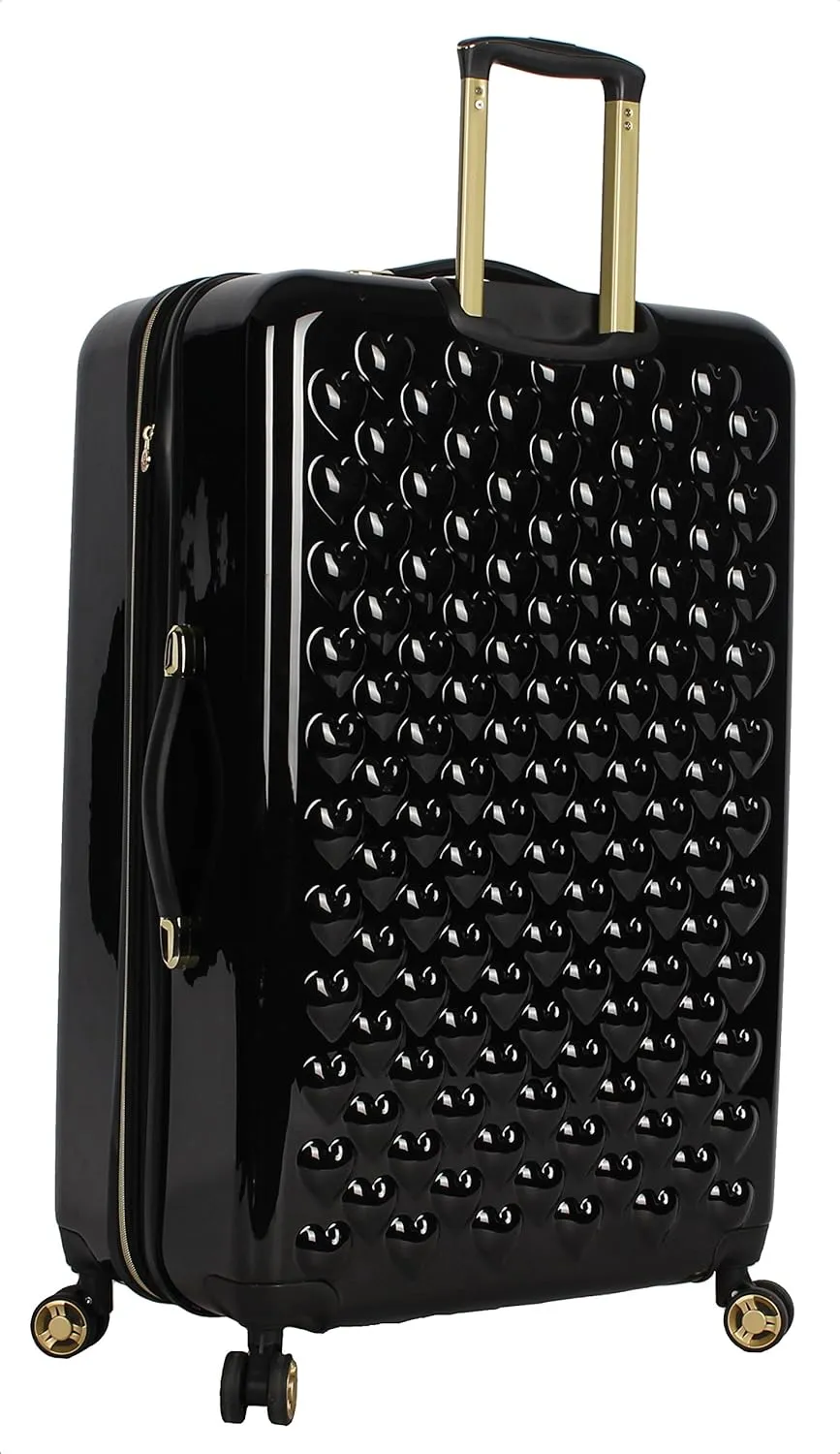 Betsey Johnson 30 Inch Checked Luggage Collection - Expandable Scratch Resistant (ABS   PC) Hardside Suitcase - Designer Lightweight Bag with 8-Rolling Spinner Wheels