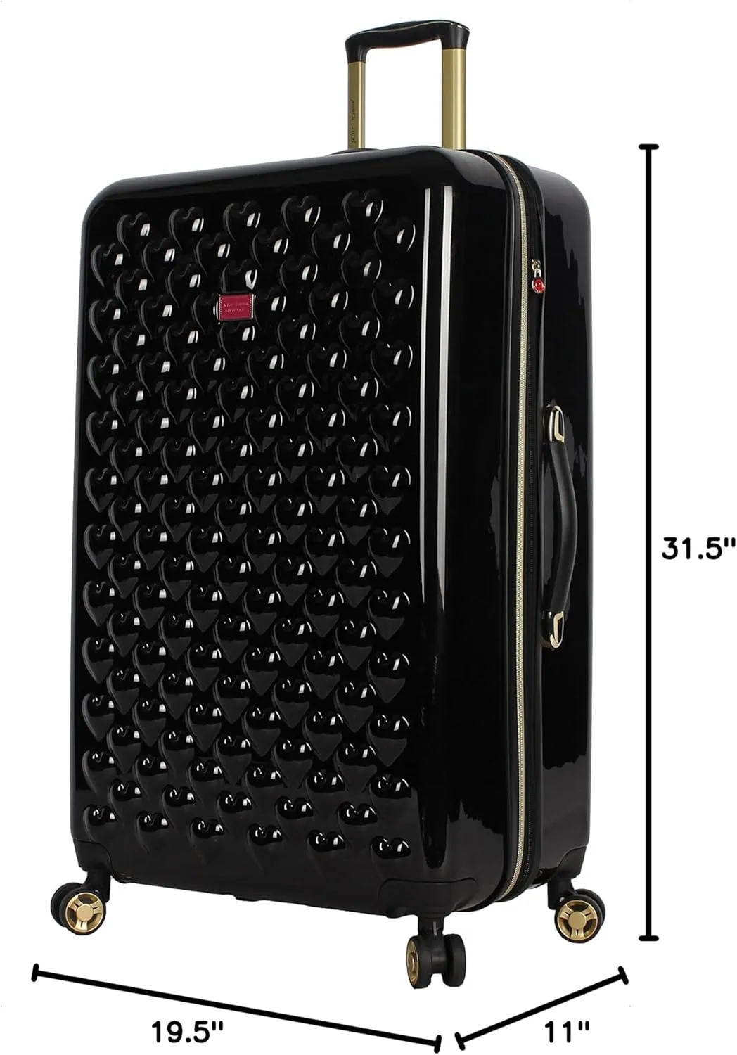 Betsey Johnson 30 Inch Checked Luggage Collection - Expandable Scratch Resistant (ABS   PC) Hardside Suitcase - Designer Lightweight Bag with 8-Rolling Spinner Wheels