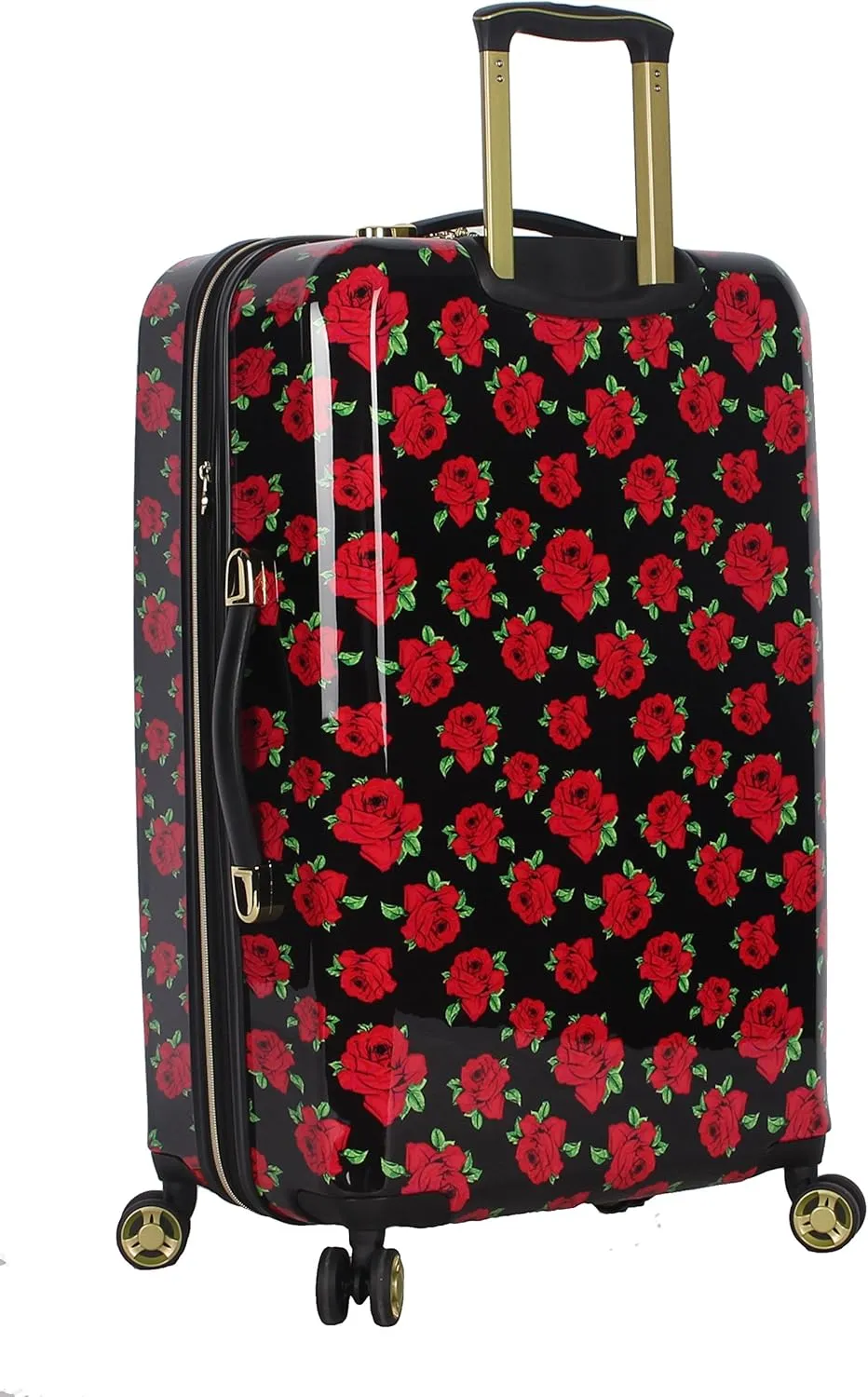 Betsey Johnson Designer Luggage Collection - Expandable 3 Piece Hardside Lightweight Spinner Suitcase Set - Travel Set includes 20-Inch Carry On, 26 inch and 30-Inch Checked Suitcase (Covered Roses)