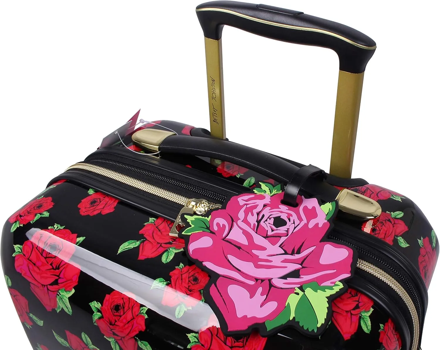 Betsey Johnson Designer Luggage Collection - Expandable 3 Piece Hardside Lightweight Spinner Suitcase Set - Travel Set includes 20-Inch Carry On, 26 inch and 30-Inch Checked Suitcase (Covered Roses)