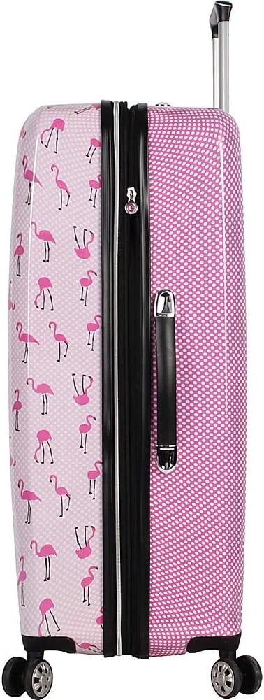 Betsey Johnson Luggage Hardside 3 Piece Set Suitcase With Spinner Wheels (20" 26" 30") (One Size, Flamingo Strut)