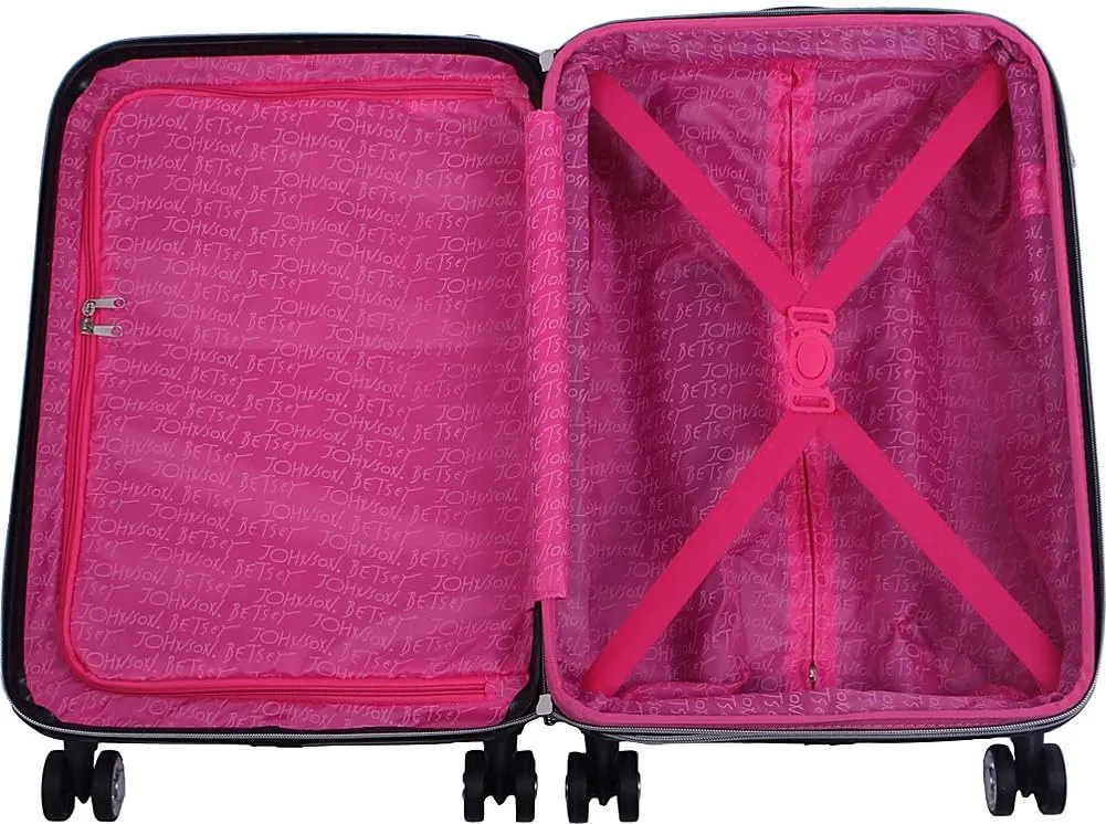 Betsey Johnson Luggage Hardside 3 Piece Set Suitcase With Spinner Wheels (20" 26" 30") (One Size, Flamingo Strut)
