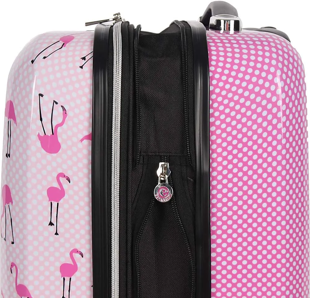 Betsey Johnson Luggage Hardside 3 Piece Set Suitcase With Spinner Wheels (20" 26" 30") (One Size, Flamingo Strut)