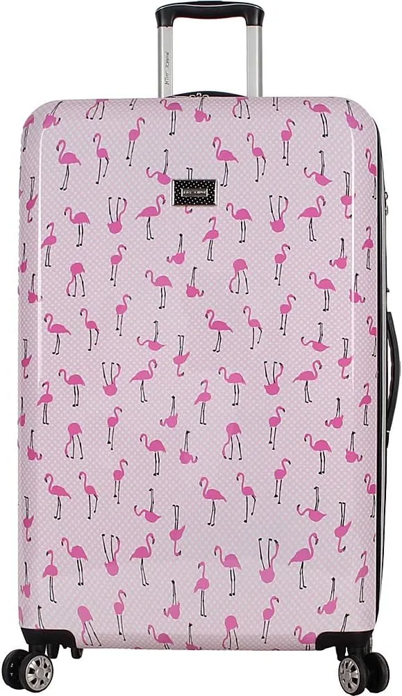 Betsey Johnson Luggage Hardside 3 Piece Set Suitcase With Spinner Wheels (20" 26" 30") (One Size, Flamingo Strut)