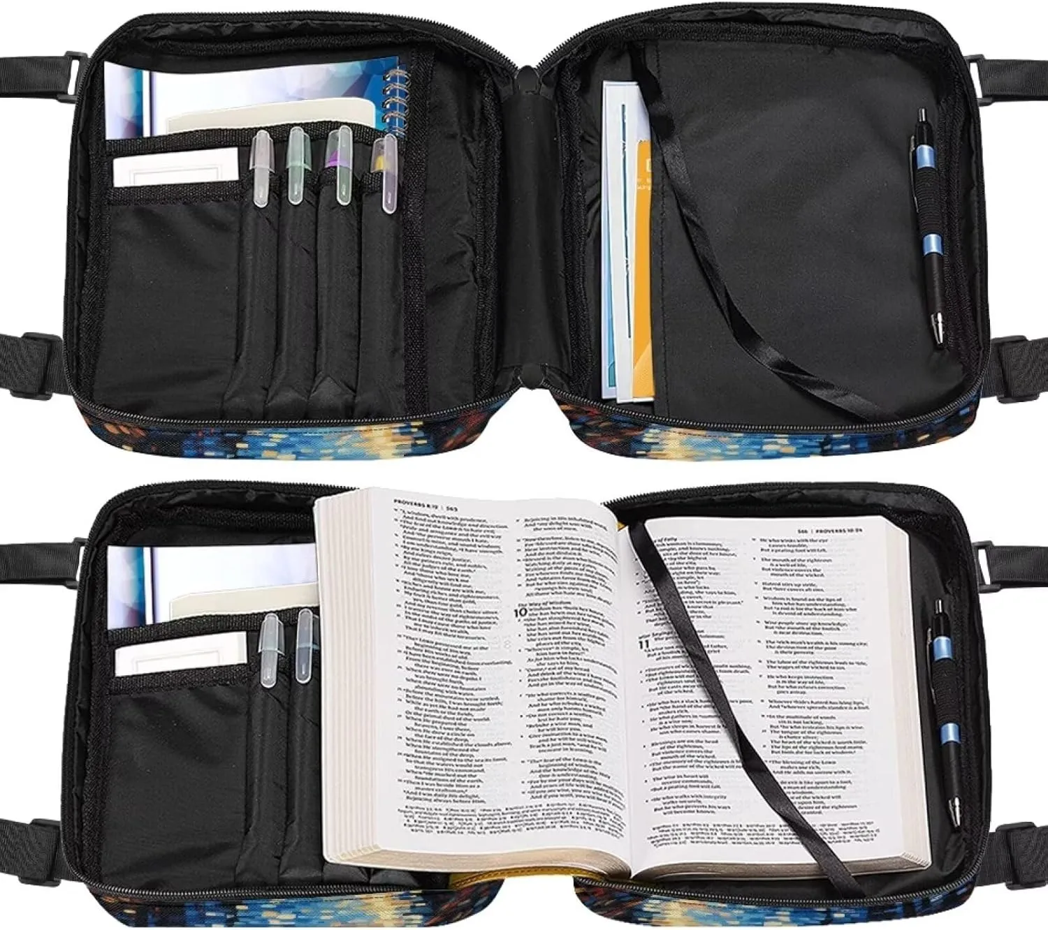 Bible Cover for Women Large Capacity Bible Book Protector Case with Adjustable Straps Multi Holder