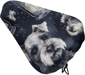 Bicycle Seat Cover,Dog and Lantern Printed Bicycle Seat Cushion Protector Waterproof Bicycle Seat Cover with Drawstring for Indoor and Outdoor Cycling