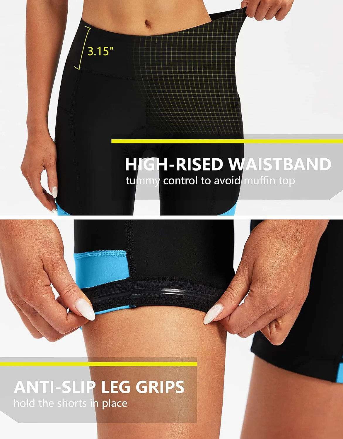 Bikewa Women's 4D Padded Bike Shorts Cycling Riding Road Biking Bicycle Cycle Shorts for Women Zipper Pockets