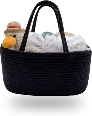 Black Cotton Rope Diaper Caddy Organizer