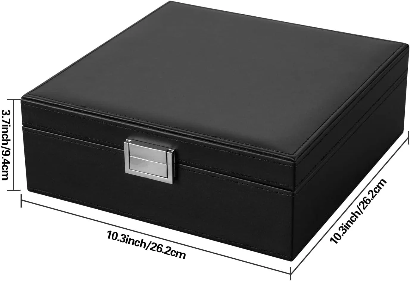 Black Jewelry Box Organizer 2 Layers Large Mirror PU Leather Jewelry Storage Case Drawer with Removable Display Tray for Necklace Earrings Rings Bracelets