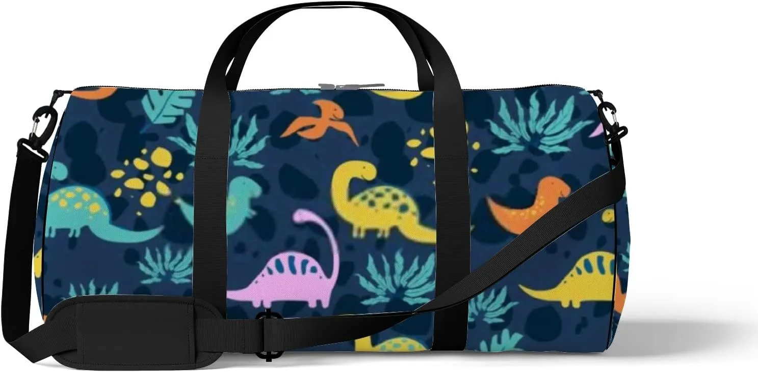 Black Jurassic Period For Dinosaurs Boys and Girls Sports Bag Tote Bag Waterproof Gym Bag with Shoulder Strap Zipper 2 Side Pockets for Men and Women, Travel and Storage Shoulder Bag.