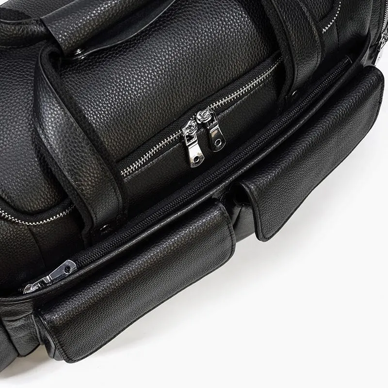 Black Leather Duffle Bag | CHARLEROI