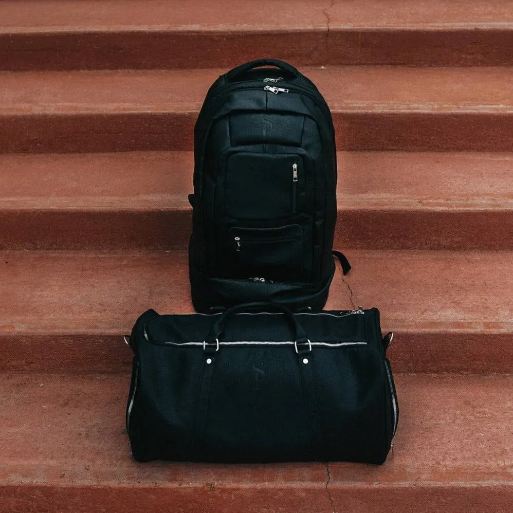 Black Leather XL Signature Bag Set (XL Signature Backpack and Duffle Bag)