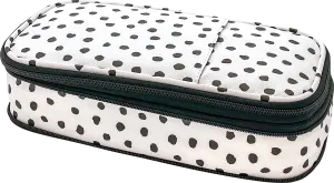 Black Painted Dots on White Pencil Case