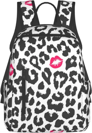 Black White Animal Leopard Print Backpacks 15 Inch Laptop Backpack Multipurpose Double Shoulder Bag for Men Women Gifts
