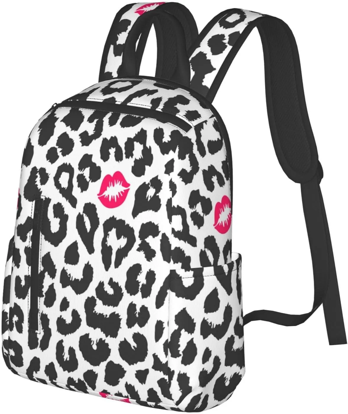 Black White Animal Leopard Print Backpacks 15 Inch Laptop Backpack Multipurpose Double Shoulder Bag for Men Women Gifts