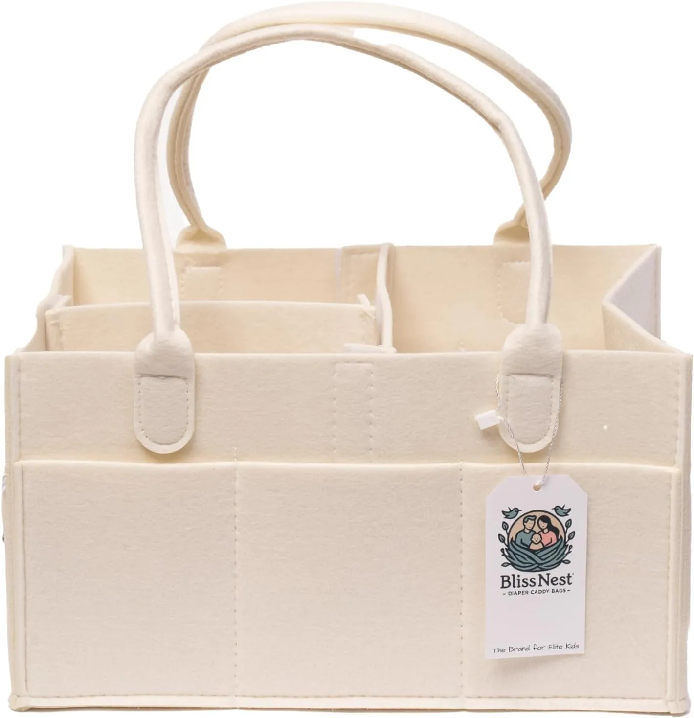 BLISS & NEST CO. Baby Organizer Nursery Storage Diaper Bag, Car Caddy, Customizable Gift, Newborn Essentials, Parenting Helper, Multi-Functional Storage, Baby Shower Present, (White, Regular)