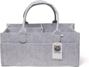 BLISS & NEST CO. Diaper Caddy Bag, Baby Organizer, Nursery Storage, Car Caddy, Customizable Gift, Newborn Essentials, Parenting Helper, Multi-Functional Storage, Baby Shower Present, (Gray, Regular)