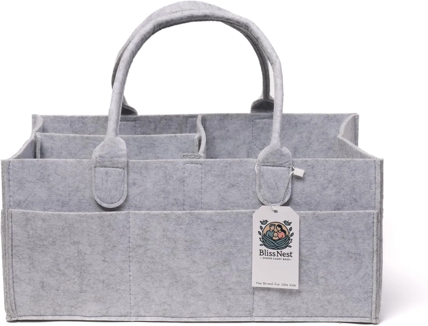 BLISS & NEST CO. Diaper Caddy Bag, Baby Organizer, Nursery Storage, Car Caddy, Customizable Gift, Newborn Essentials, Parenting Helper, Multi-Functional Storage, Baby Shower Present, (Gray, Regular)