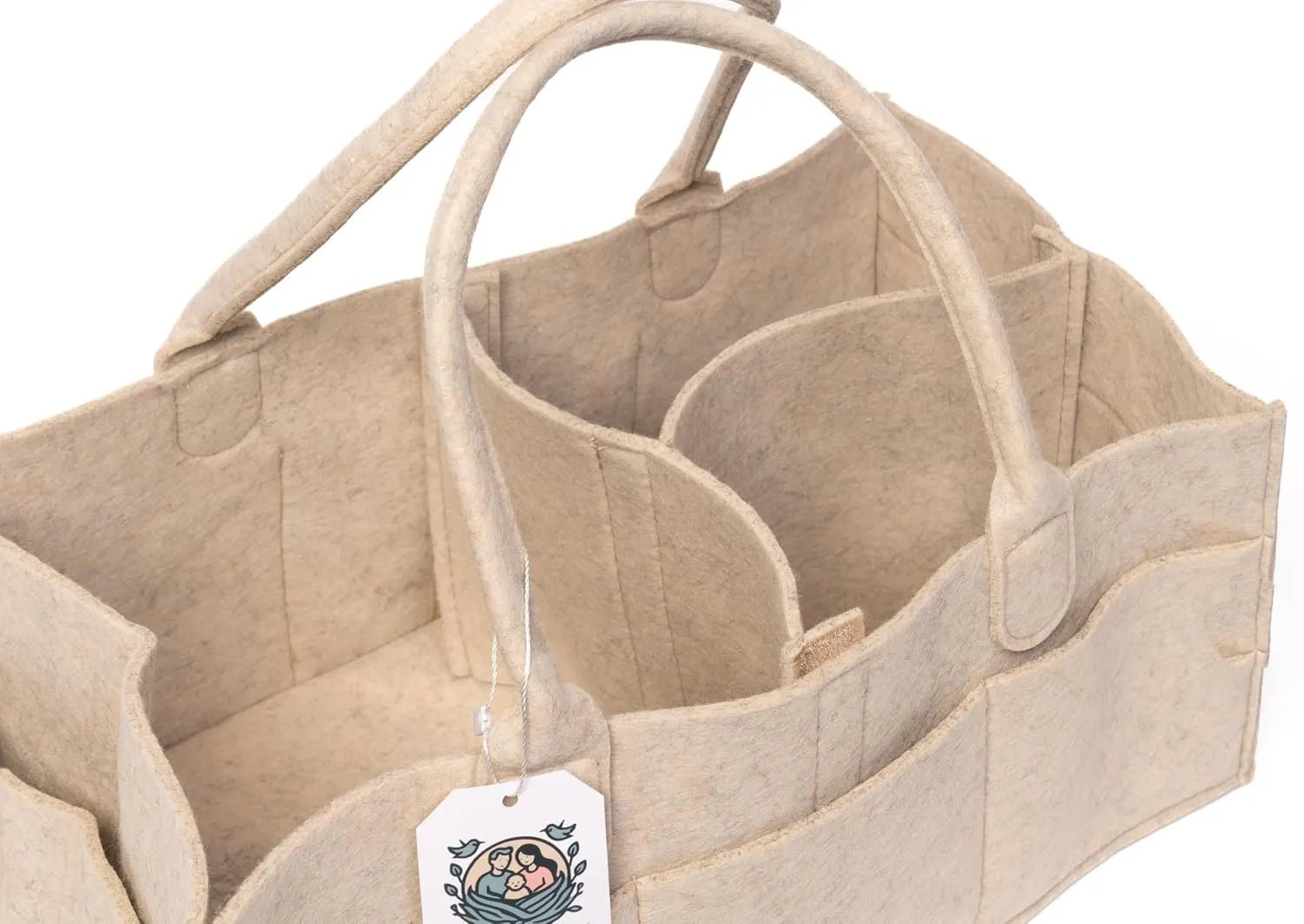 BLISS & NEST CO. Diaper Caddy Bag, Baby Organizer, Nursery Storage, Car Caddy, Customizable Gift, Newborn Essentials, Parenting Helper, Multi-Functional Storage, Baby Shower Present, (Oatmeal, Large)