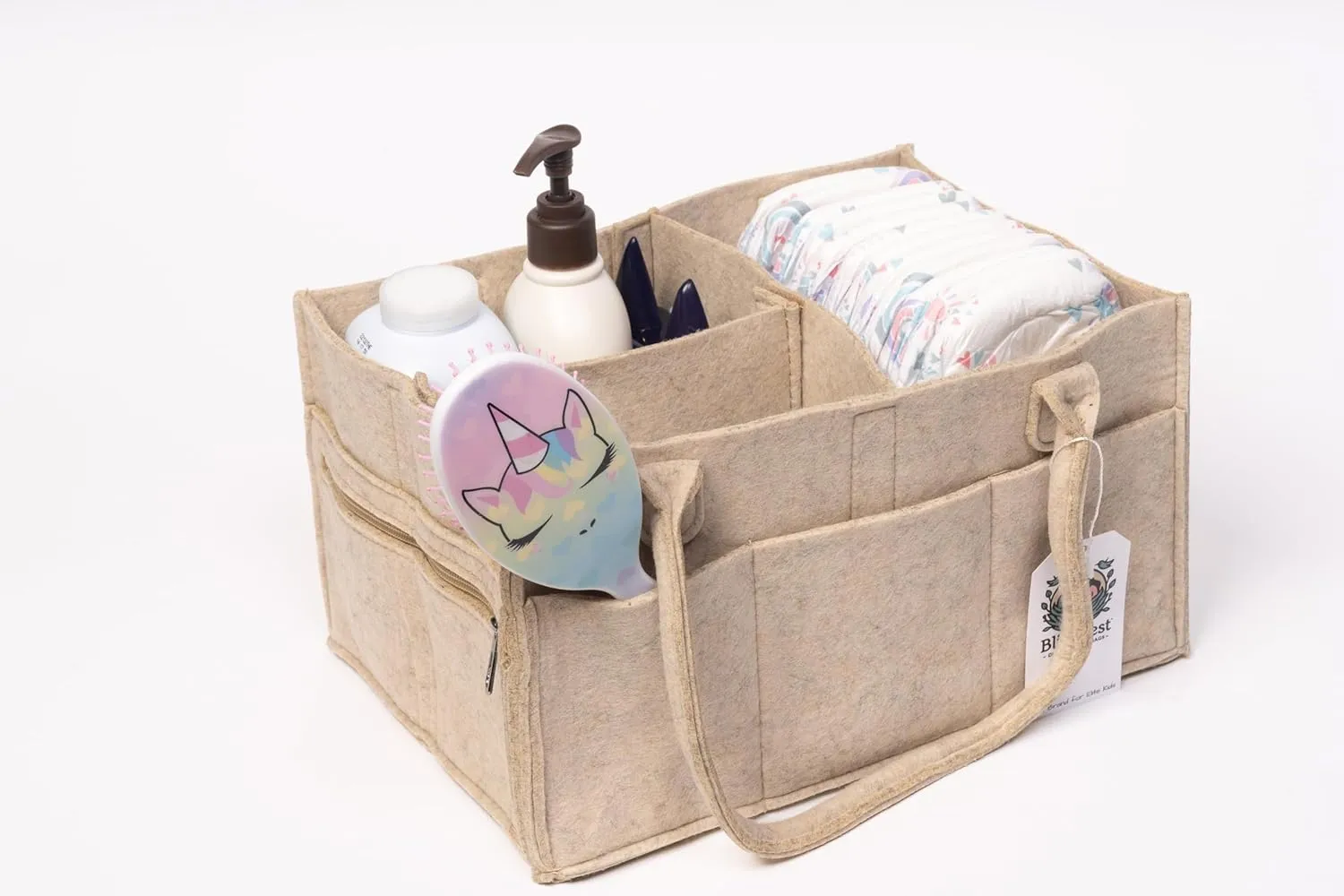 BLISS & NEST CO. Diaper Caddy Bag, Baby Organizer Nursery Storage, Car Caddy, Customizable Gift, Newborn Essentials, Parenting Helper, Multi-Functional Storage, Baby Shower Present, (Oatmeal, Regular)