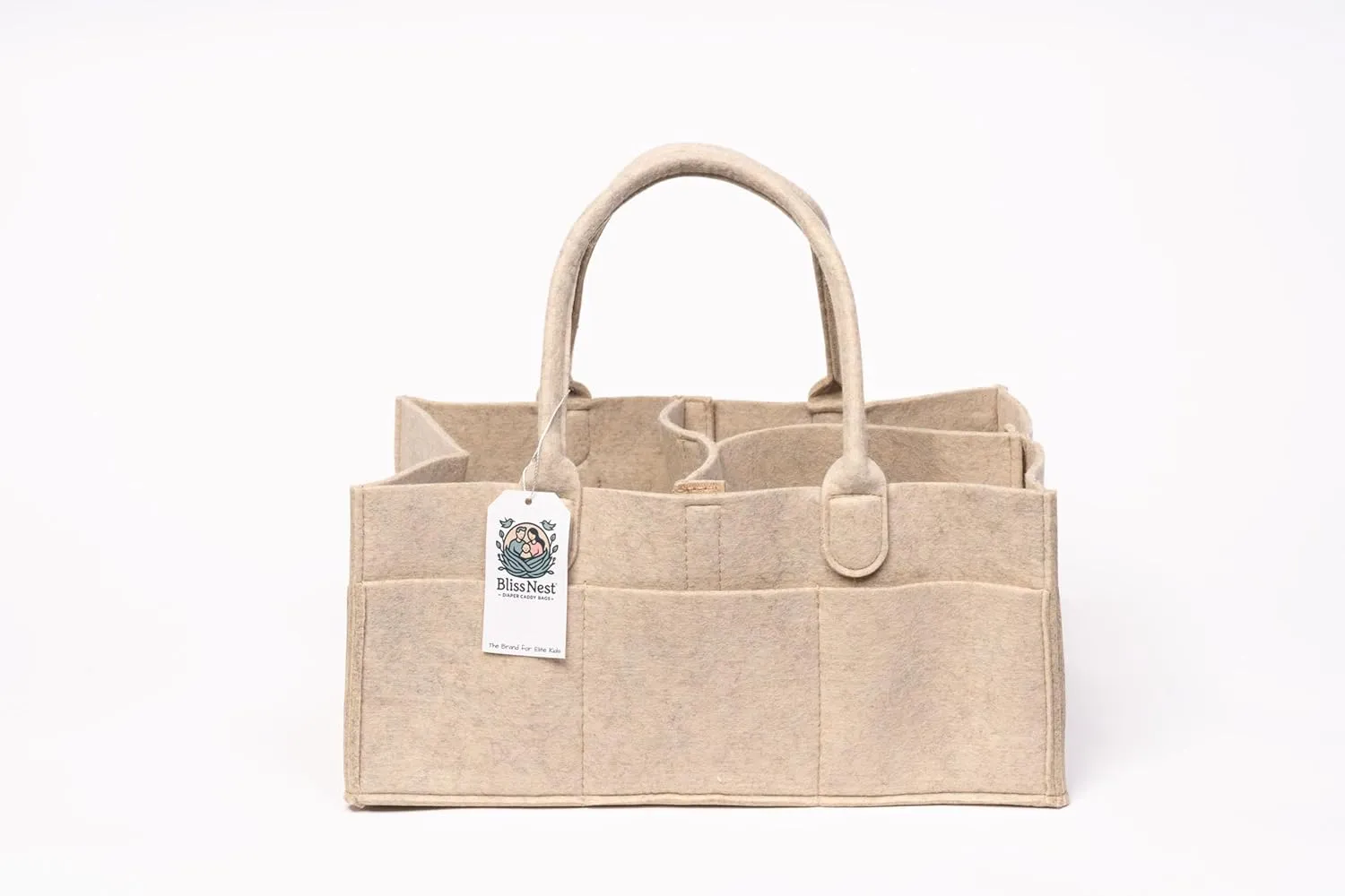 BLISS & NEST CO. Diaper Caddy Bag, Baby Organizer Nursery Storage, Car Caddy, Customizable Gift, Newborn Essentials, Parenting Helper, Multi-Functional Storage, Baby Shower Present, (Oatmeal, Regular)