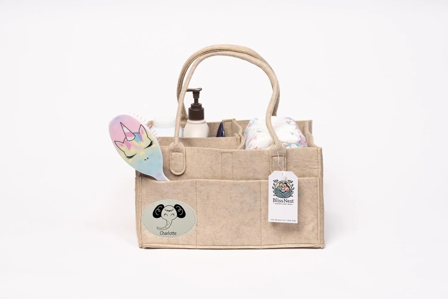 Bliss & Nest Diaper Caddy Bag, Baby Organizer, Nursery Storage, Diaper Bag, Car Organizer, Customizable Gift, Newborn Essentials, Baby Shower Present (Oatmeal Customize, Large)