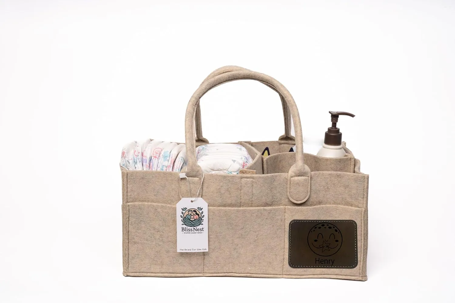 Bliss & Nest Diaper Caddy Bag, Baby Organizer, Nursery Storage, Diaper Bag, Car Organizer, Customizable Gift, Newborn Essentials, Baby Shower Present (Oatmeal Customize, Large)