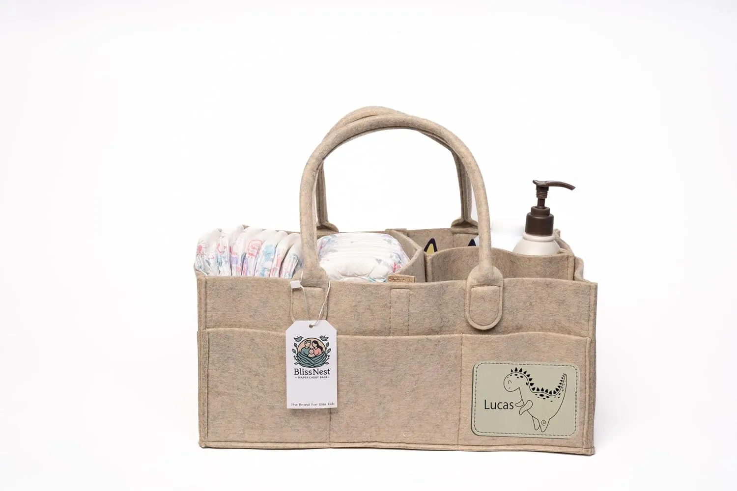 Bliss & Nest Diaper Caddy Bag, Baby Organizer, Nursery Storage, Diaper Bag, Car Organizer, Customizable Gift, Newborn Essentials, Baby Shower Present (Oatmeal Customize, Large)