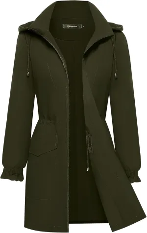Bloggerlove Women Rain Jacket Waterproof Raincoat with Hood Lightweight Outdoor Windbreaker