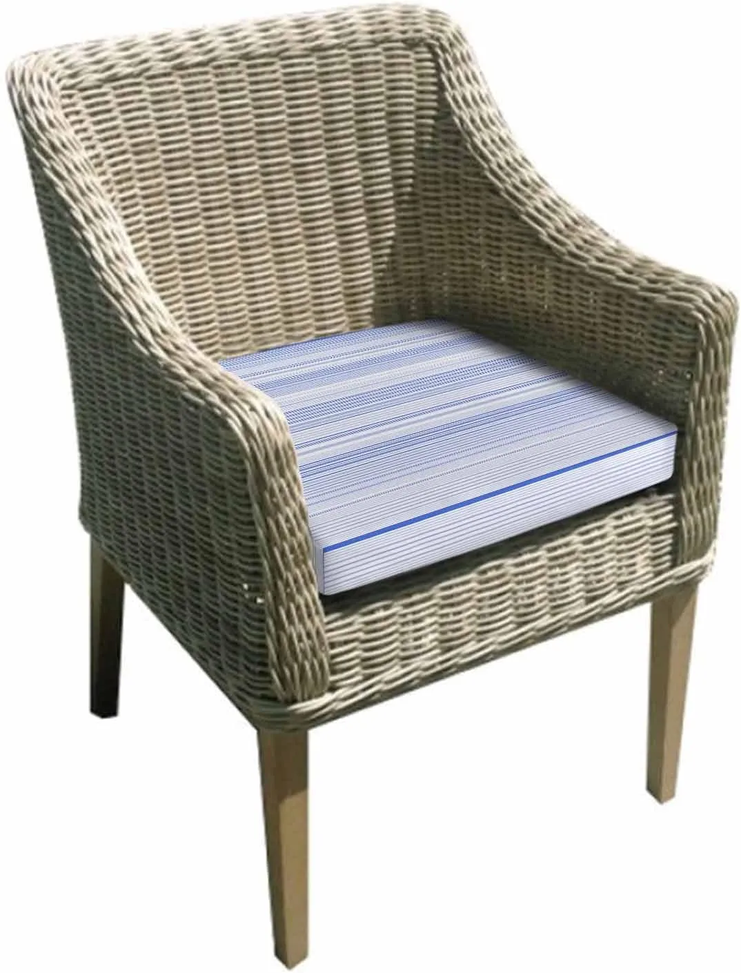 Blue Stripe Outdoor Cushion Chair Cover Set of 4 - Waterproof Couch Seat Covers, Abstract Art Modern Vertical Striped Patio Furniture Protector Cushions Slipcovers for Sofa/RV, 22"x20"x4"