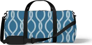 Blue Vintage Nautical Style Checkered Steering Wheels and Anchors Sports Bag Tote Bag Waterproof Gym Bag with Shoulder Strap Zipper 2 Side Pockets for Men and Women, Travel and Storage Shoulder Bag.