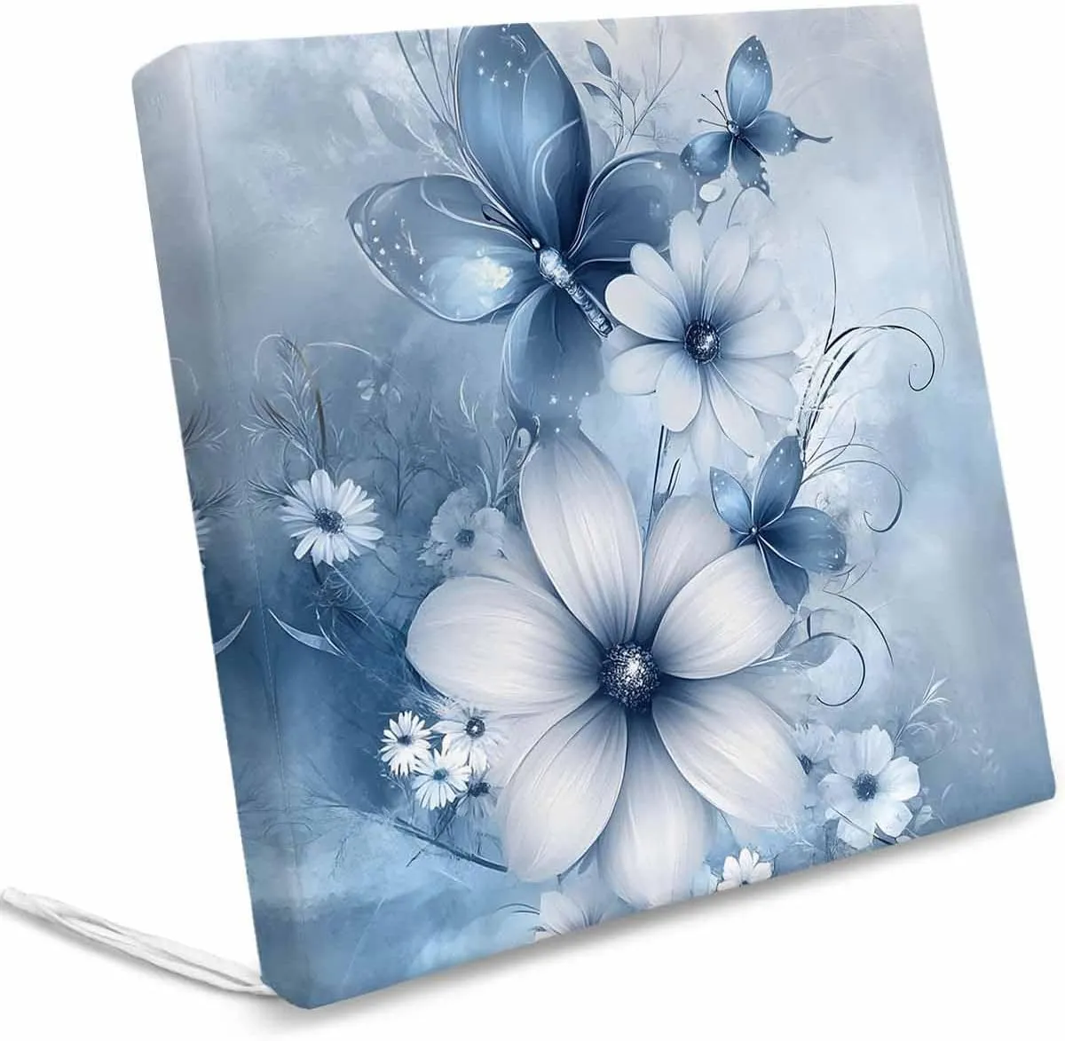 Blue White Daisy Outdoor Cushion Chair Cover Set of 2 - Waterproof Couch Seat Covers, Luxury Farmhouse Botanical Flower Patio Furniture Protector Cushions Slipcovers for Sofa/RV, 22"x20"x4"